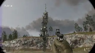 An ivy-covered communications tower in front of black smoke in Dead Fibers